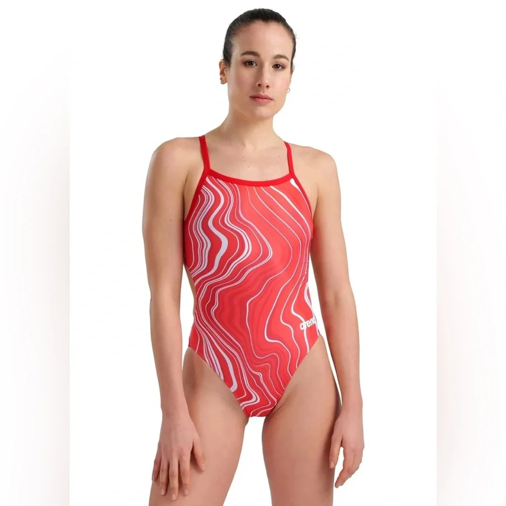 Arena Girls Red Challenge Back One-Piece Swimsuit Size 20 NWT - Picture 2 of 7
